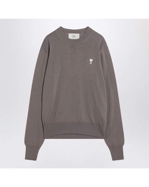 AMI Gray Ash-Coloured De Coeur Sweater for men