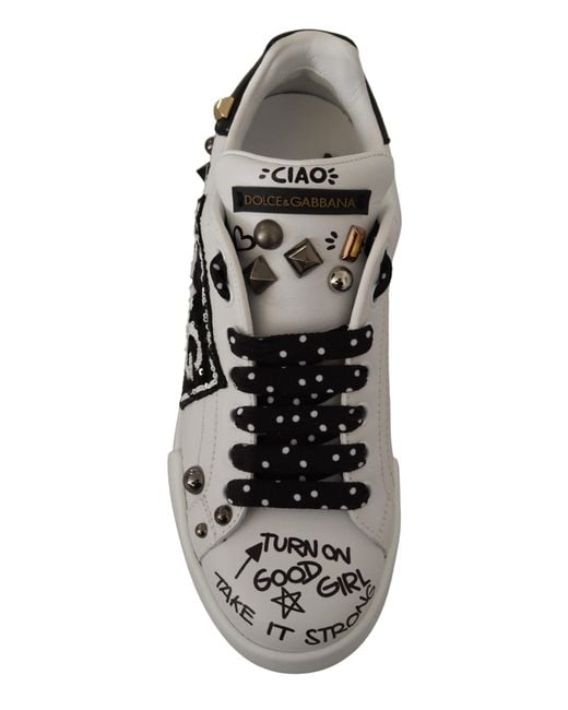 Zapatos deportivos de cuero blanco con lentejuelas D&G Dolce & Gabbana de  hombre de color Negro | Lyst