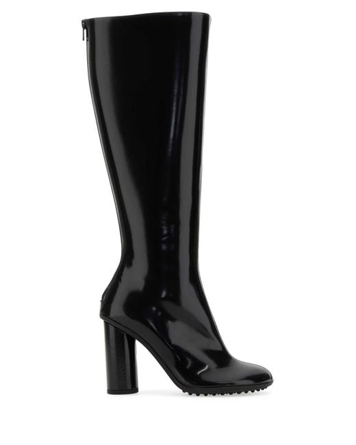 Bottega Veneta Black Leather Raffia Atomic Boots
