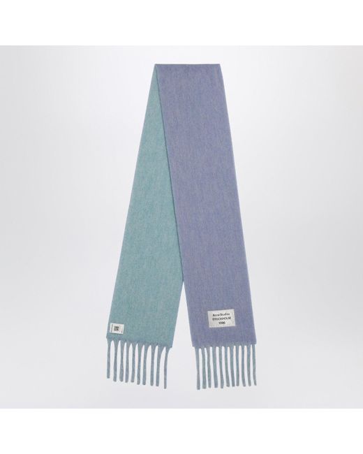 Acne Blue Bicolor Alpaca Scarf for men