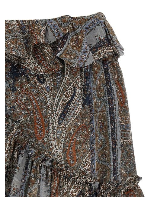 Saint Laurent Gray All Over Print Skirt