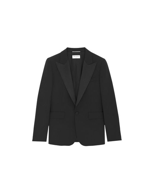 Saint Laurent Black Grain De Poudre Smoking Jacket for men