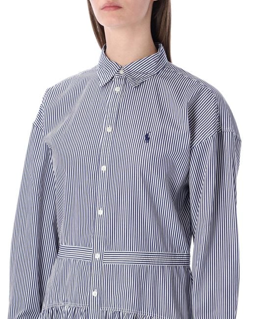 Polo Ralph Lauren Gray Striped Cotton Shirt Dress