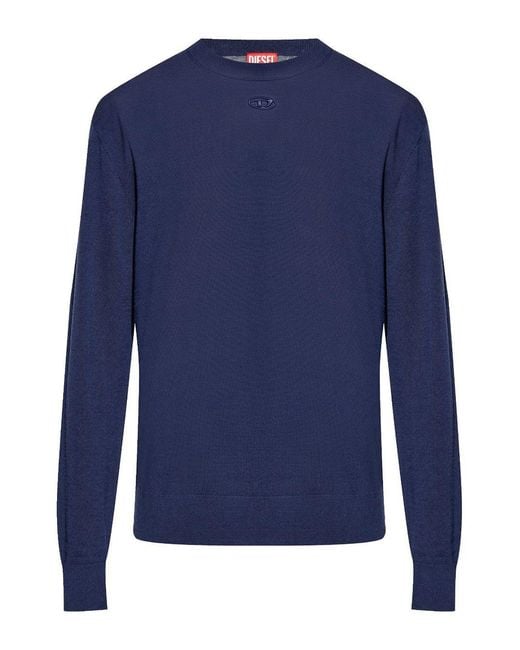 DIESEL Blue Oval-D Embroidered Sweater for men