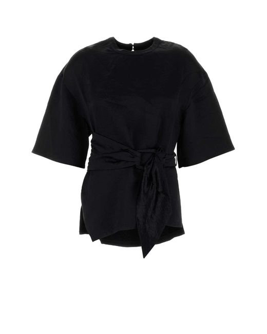 Nanushka Black Satin Besia T-Shirt
