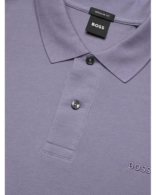 Boss Purple Cotton Polo Shirt With Logo for men