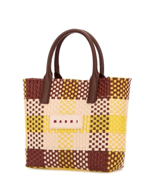 Marni Multicolor Check Tote Small