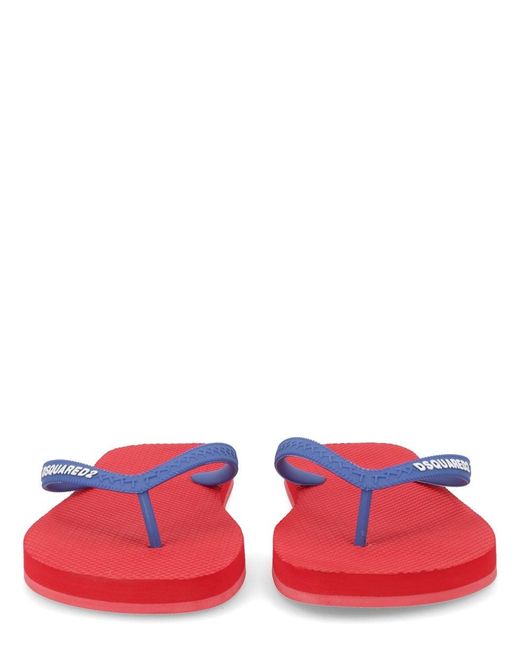 DSquared² Red Slippers With Logo