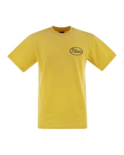 Filson Yellow T Shirt With Graphics On Chest And Back