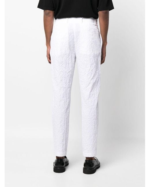 Emporio Armani White Cotton Chino Trousers for men