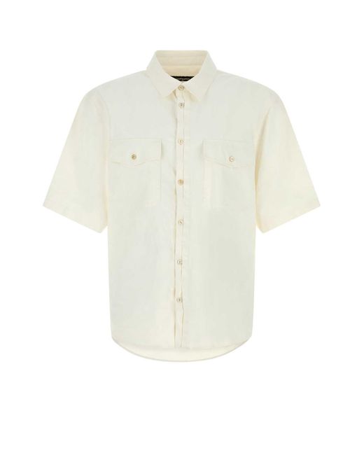 DSquared² White Linen Short Sleeves Shirt for men