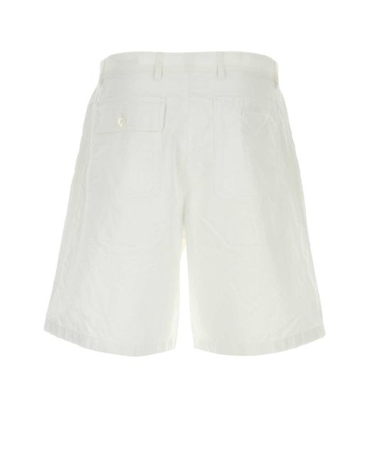 Prada White Oxford Bermuda Shorts Cotton for men