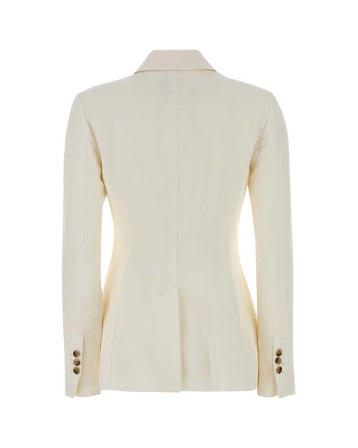 AMI White Solid Notched Lapel Jacket