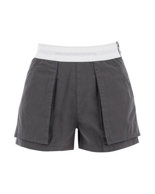 Alexander Wang Gray Cargo -Shorts mit elastischen Bund