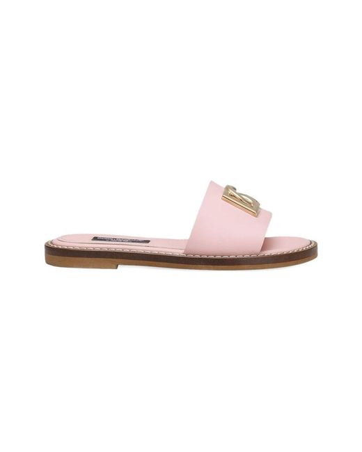 Dolce & Gabbana Pink Slipper With Logo
