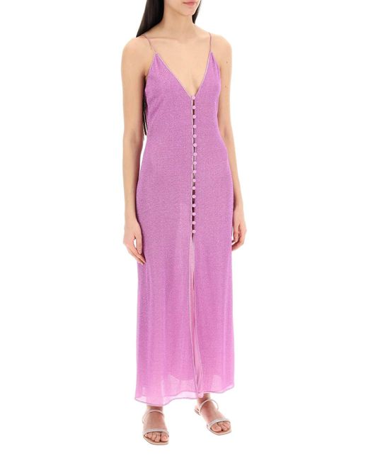 Oseree Lurex Gebreide Midi -jurk In in het Purple