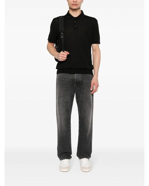 Golden Goose Deluxe Brand Black Golden M's Polo Knit Short Sleeves Merino Wool
