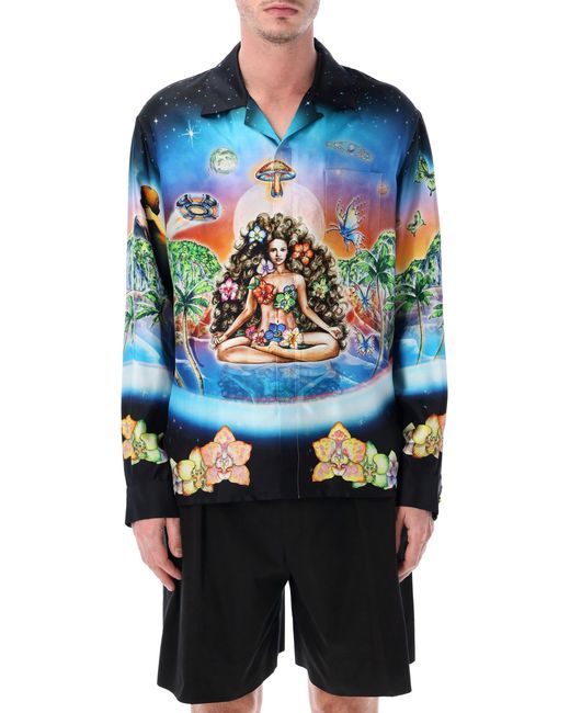 Casablanca Blue Graphic-Pattern Shirt