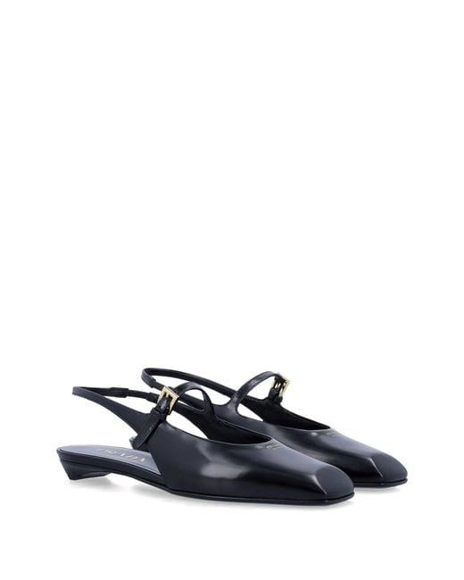 Prada Blue Leather Slingback Ballet Flats