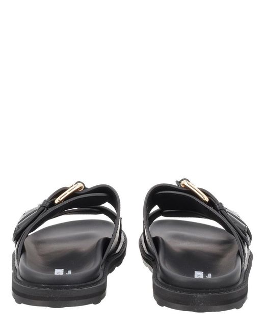 Moschino Black Double-Buckle Slide Sandals