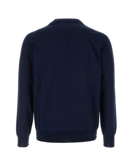Prada Blue V Neck Sweaters for men