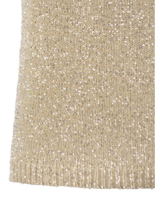 Fabiana Filippi Natural Baumwollknit -Tanktop mit Pailletten