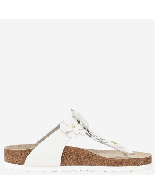 Birkenstock White Sandals Floral Appliques