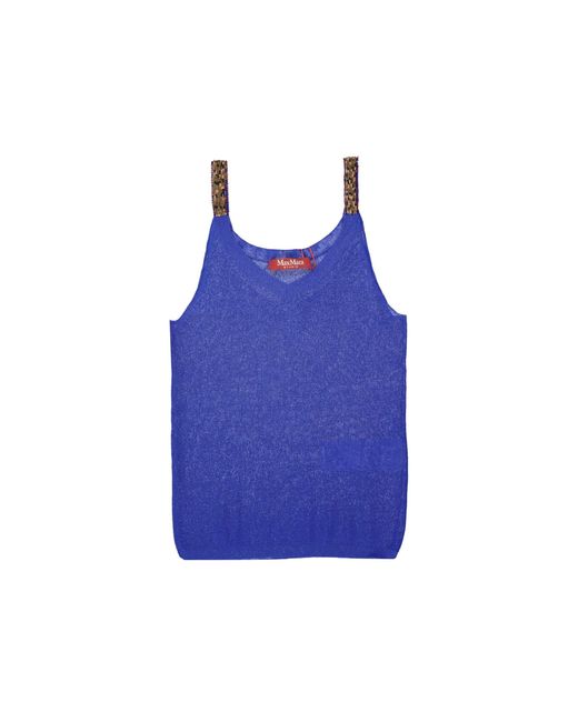Max Mara Studio Blue Knitted Cotton Top