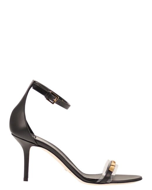 Elisabetta Franchi Multicolor High-Heel Sandals With Transparent Strap And Logo Detail
