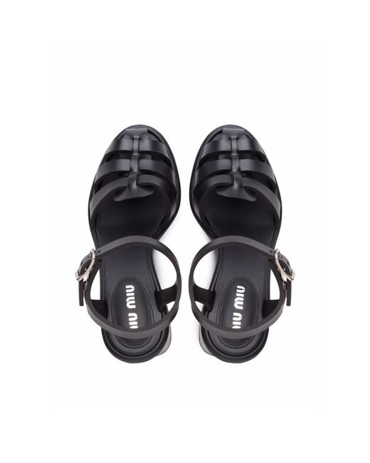 Sandales à orteils en cage Miu Miu en coloris Black