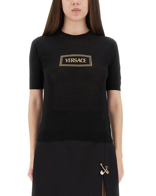 Versace Black Logo Crew Neck Sweater