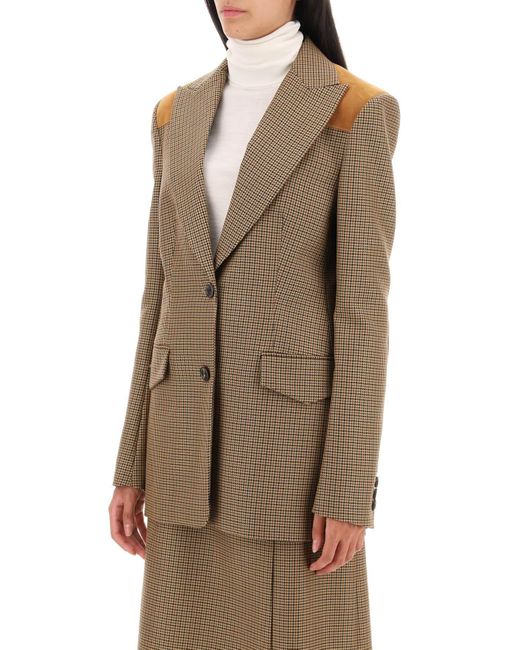 Bally Houndstooth Single Breasted Blazer in het Brown