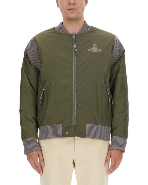 Vivienne Westwood Bomber Jacket With Logo in Green für Herren