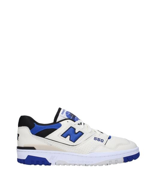 New Balance Blue Sneakers 550 Uomo Pelle Bianco/Blu for men