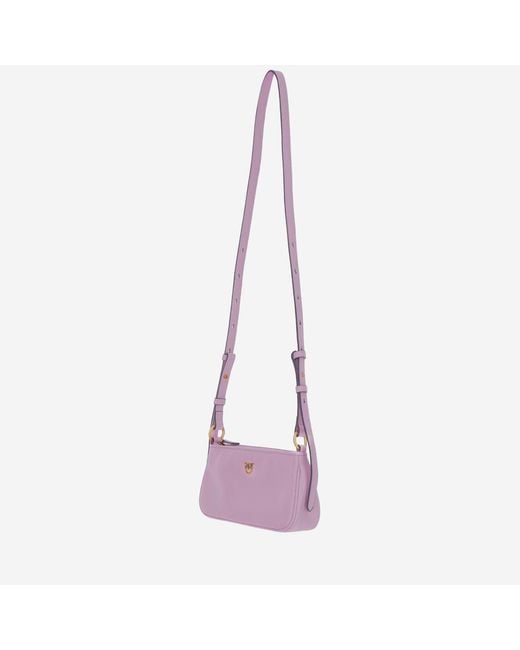 Pinko Purple Half Moon Baguette Mini Leather Bag
