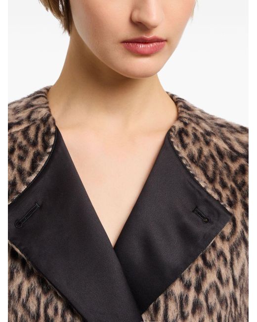 Emporio Armani Brown Mantel Mit Leoparden-Print