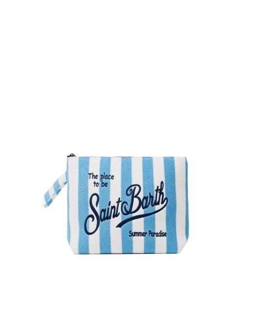 Mc2 Saint Barth Blue Pochette Aline L In Spugna a righe in Rilievo
