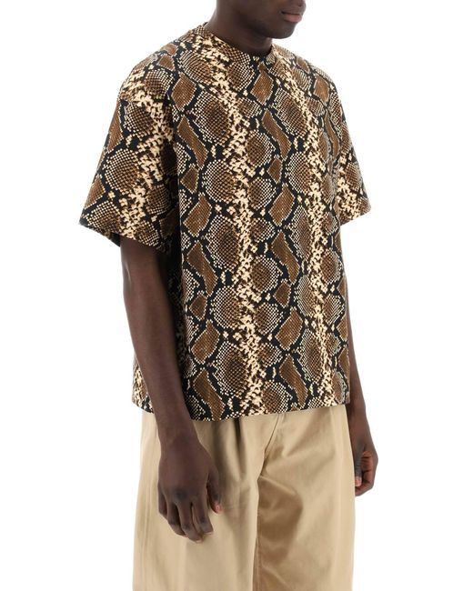 Jil Sander Brown Python Patterned Crewneck T Shirt