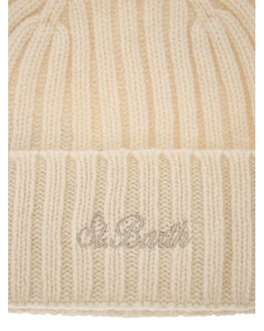 Mc2 Saint Barth Natural Wool Hat With Embroidery for men