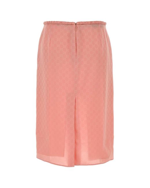 Gucci Pink Gg Silk Skirt