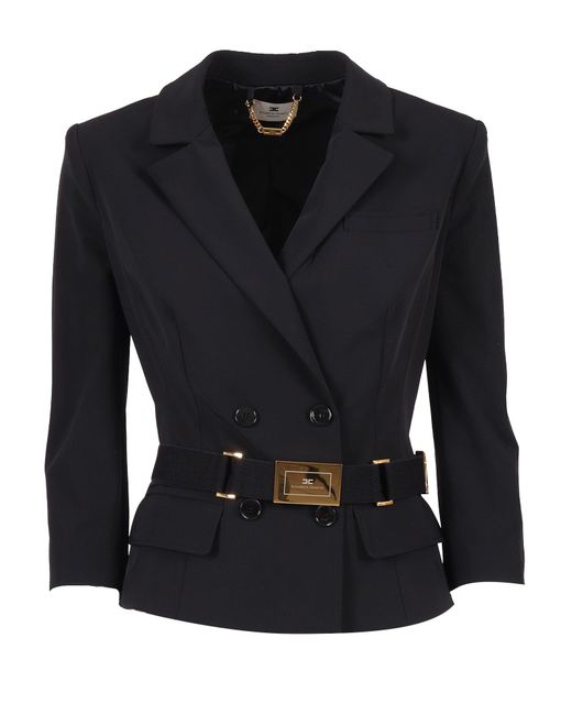 Elisabetta Franchi Black Jacket With Belt