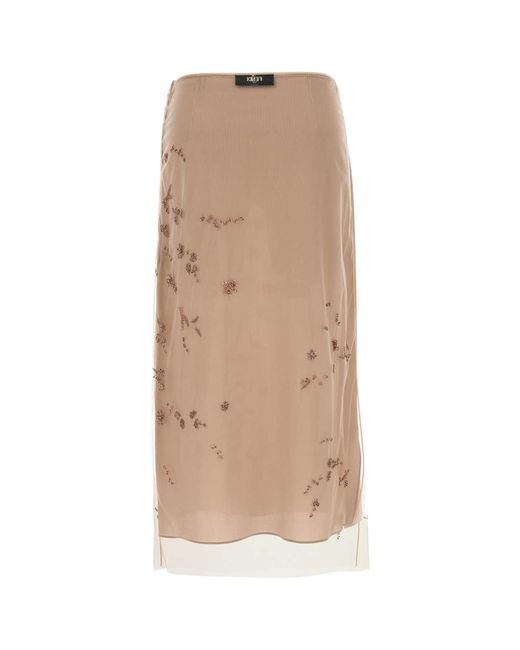 Fendi Natural Antiqued Tulle Skirt