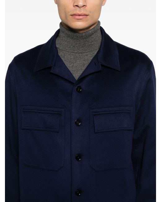 Zegna Blue Oasi Cashmere Overshirt for men