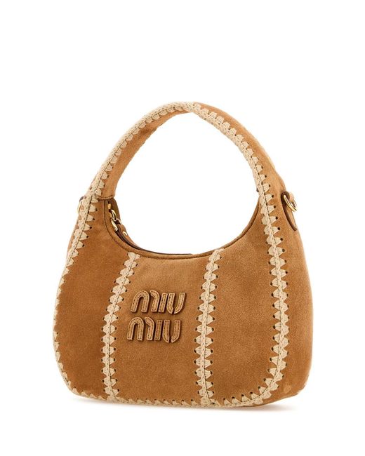 Miu Miu Brown Beige Suede Handbag