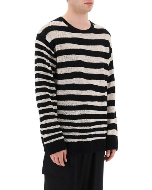 Yohji Yamamoto Black Striped Pure Cotton Sweater