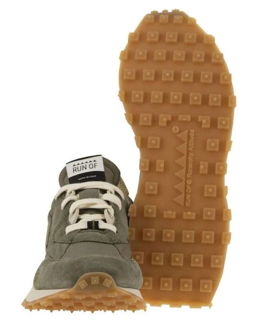 RUN OF Green Piuma Sneakers for men