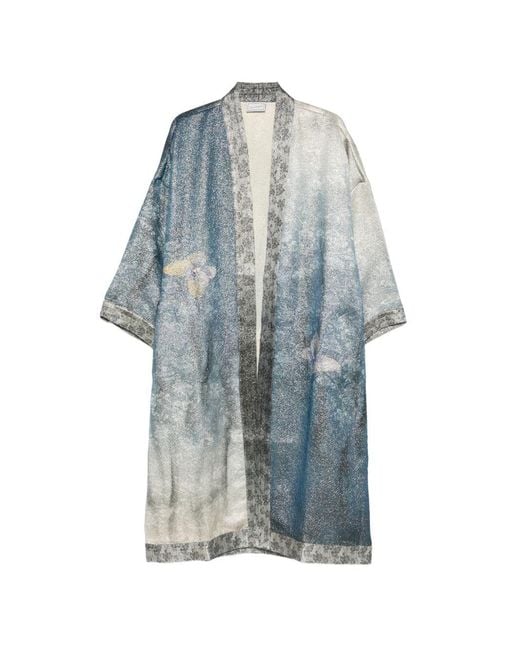 Pierre Louis Mascia Blue Printed Kimono Jacket