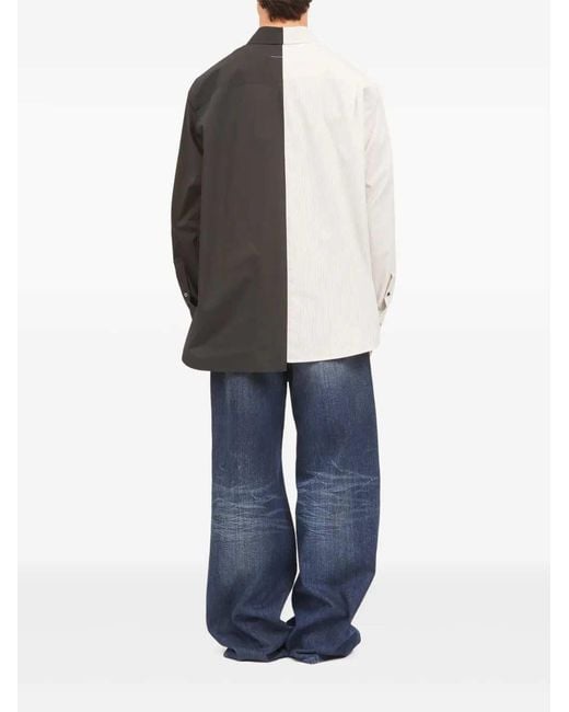 MM6 by Maison Margiela Blue Two-tone Long-sleeved Shirt for men