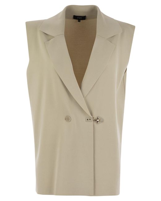 Fay Technisch Viscose Gebreide Vest in het Natural