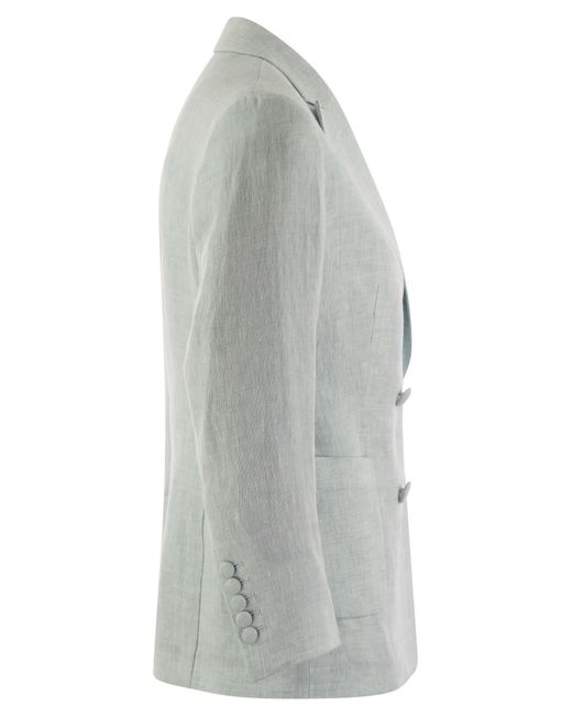 SAULINA Gray Assunta Double Breasted Linen Jacket